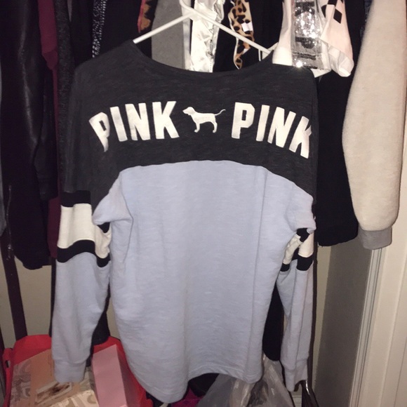 HTF Victoria Secret Pink Lace Up Varsity Crew XS - Picture 3 of 5